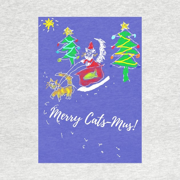 Merry Cats-Mus Funny Cat Santa Sleigh by SarahRajkotwala